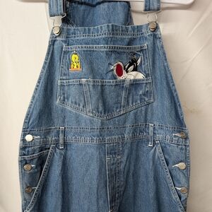 Looney Tunes Vintage 1999 Denim Overalls Tweety Bird And Sylvester